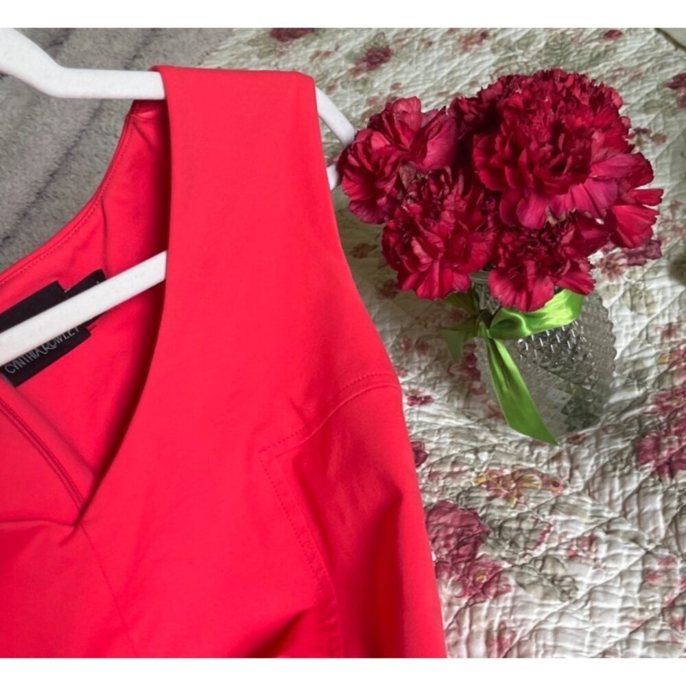 Cynthia Rowley Dress Coral Red Ponte A-line Festival Brunch Travel Resort Wom 4 - Picture 9 of 11